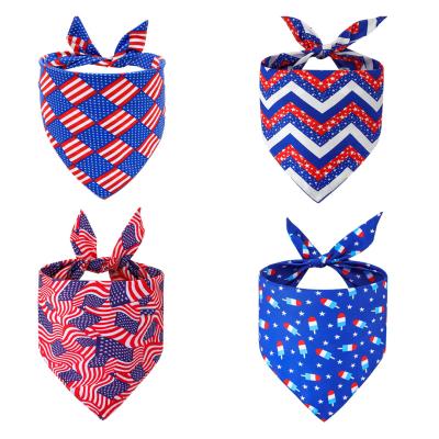 China Fourth Dog Bib Dog Footprints and Stars Bandana Day Collection USA Dog Saliva Towel Polyester Pet Triangle Scarf Soft Triangle Scarf Dog Bib July for sale