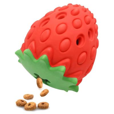 China Enrichment Stocked Strawberry Dog Toys Puppy Chew Toys Teething Interactive Treat Dog Dispensing Toys for sale