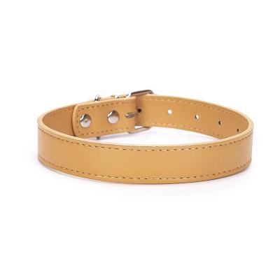 China Personalized Classic Dog Cat Reflective Buckle Leather Dog Collars Adjustable Leather Choker Collar for sale