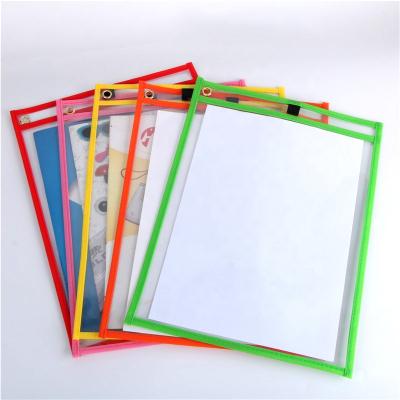 China Durable And Eco-Friendly Material Dry Erase Pouches Clear Sleeves Reusable Plastic Teacher Supplies For Classroom Organization for sale