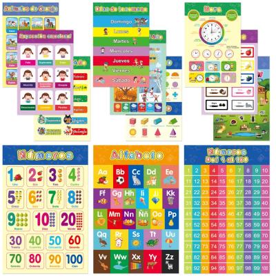 China Studying Spanish Educational Posters School Classroom Home Decorations Laminated Spanish Studying Posters For Kid And Nursery for sale