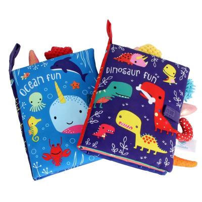 China Dinosaur and Ocean Tail Baby Crinkle Cloth Book First Educational Toy Activity for Infants and Toddler Kids Perfect for Baby for sale