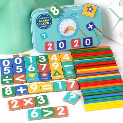 China Playing Matching And Stacking Games Montessori Educational Toys Colorful Sticks And Magnetic Clock Box Cards With Iron Case for sale