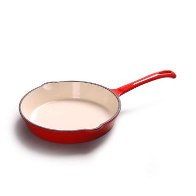 China Sustainable Cast Iron Enamel Frying Pan Breakfast Egg Frying Baking Pan Household Baby Food Supplement Meal Iron Pan for sale