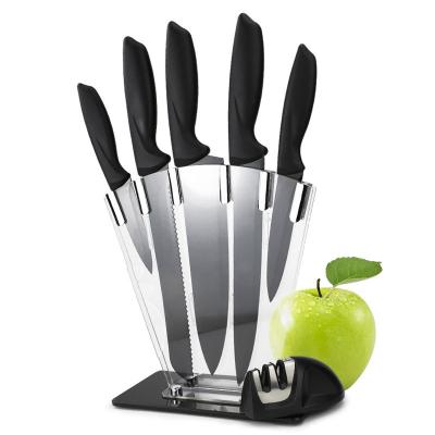 China Viable Household Acrylic Square Tool Holder 7 Pieces Knife Set Kitchen Gift Chef Stainless Steel Does Not Stick To The Knife for sale