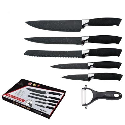 China Viable 6 - Piece Black PP Stainless Steel Kitchen Knife Handle Multifunctional Knife Set New Style Paring Knife for sale