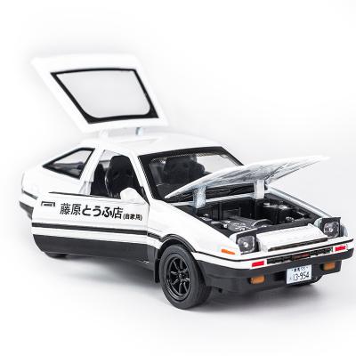 China LED headlights AE86 collection sedan diecast car model simulation toy for kids pull back alloy car with simulation metal sound/light car for sale