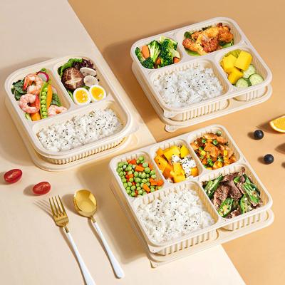 China Clamshell 4 Compartment Microwavable Cornstarch Disposable Food Take Out Suhshi Take Out Take Out Lunch Packing Box Food Packing Container for sale