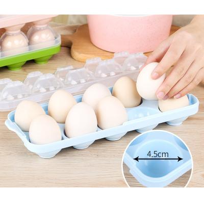 China 10 Grids Freshness Keeping Stackable Clear Transparent Plastic Egg Rack Storage Container For Refrigerator Storage Boxes Rack Plastic Egg Tray for sale