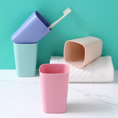 China Stored Simple Household Toothbrush Cup Couples Washing Mouth Environmental Protection Wheat Straw Toothbrush Plastic Cup for sale