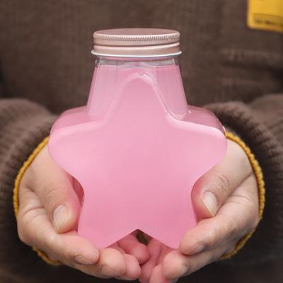 China Creative 500ml Milk Tea Milk Cartoon Pet Bottle Beverage Bottle Creative Plastic Takeaway Packaging Bottle Recyclable Material Transparent Box for sale