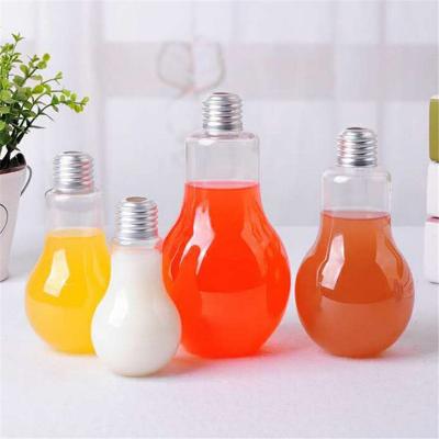 China Eco-friendly Recyclable Creative Light Bulb Bottle Beverage Tea Milk Tea Bottle Juice Bottle for sale