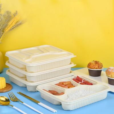 China Microwavable Disposable Biodegradable Take Out Food Take Out Container Cornstarch 2 3 4 5 Compartment Lunch Box Food Grade Container for sale