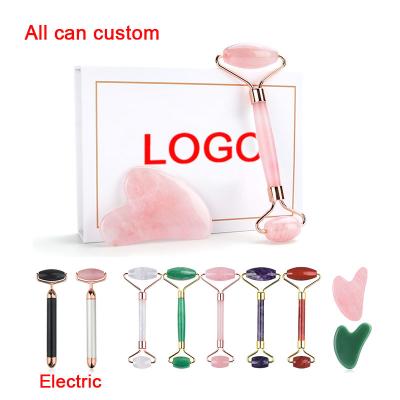 China Body Private Label Custom Logo Guasha Stone Jade Roller For Face Beauty Tips Gua Sha Jade Roller for sale