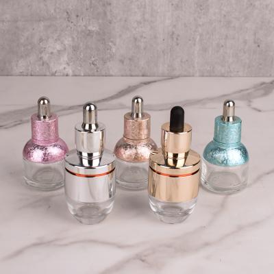 China Cosmetic rose gold serum dropper frosted glass bottles glass for cosmetic for sale