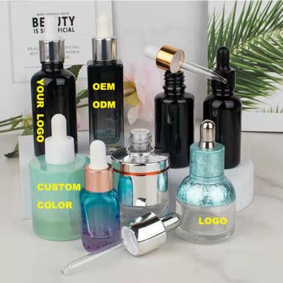 China Cosmetic Black Olive Essential Oil Glass Bottle Skin Care Hair Oil Dropper Essential Oil Bottle With Dropper for sale