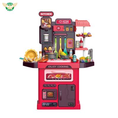 China With Spray Light /Sound/ Diy Table Play Set Kids Kitchen Set Big Cooking Toy Pretend Play Kitchen Kids Toy With Light Music for sale