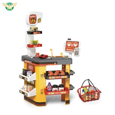 China Sweeper with Light Healthy Interactive Play House Toy Supermarket Store Set Toys with Shopping Basket Kids Grocery Supermarket Toy for sale