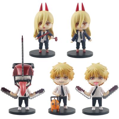 China Style Wholesale 6pcs/set Chainsaw Man Chainsaw Dog Anime Character Model Toys Pava Blood Demon Man Character Collectibles for sale