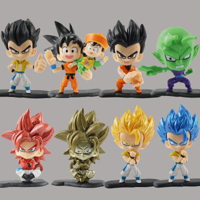 China Super Cartoon Toy Model 8pcs/set Dragon Ball Z Anime Action Numbers Saiyan GoKu Character Model Decoration Collection Toy for sale