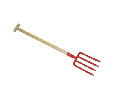 China 1055021 With T Grip Wood Handle Flat Tines Carbon Steel Metal Forged Farming Forks Garden Steel Spading Digging Forks for sale