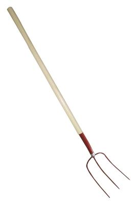 China 1055006 3 Tines Straight Wood Handle Forged Hay Fork Steel Garden Prong Fork Farming Pitch Manure Dung Fork for sale