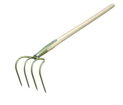 China 1055041 Carbon Steel 4 Tines Forged Farming Pitch-Fork Garden Digging Steel Curved Fork Rake for sale