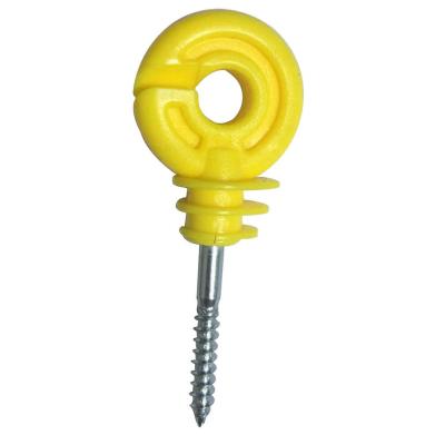 China INS0013 galvanized steel screw nails electric fencing insulators screw-in ring insulator wood post insulator for sale