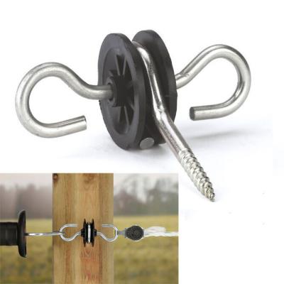 China INS004 Gate insulator galvanized steel screw nails electric fencing screw-in gate anchor insulators for sale