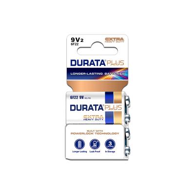 China Home Appliace Durata Plus 9V Extra Heavy Duty Sc2-12 Size 6f22 Zinc Carbon Dry Cell Battery for sale