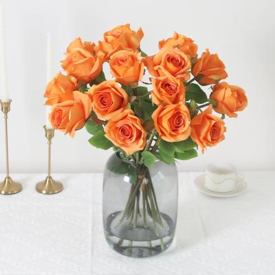 China Natural Touch Competitive Price 8 Heads Rose Artificial Flowers Red Roses Artificial Flowers Wholesale Bridal Bouquet for sale