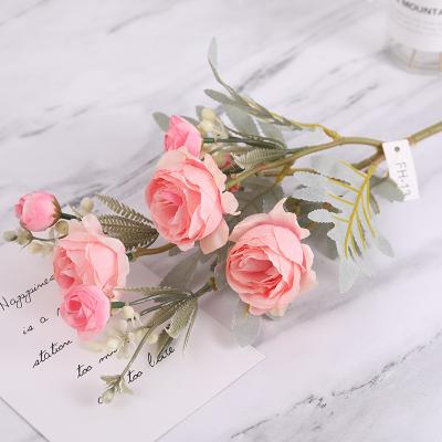 China Home Wedding Decorative Flowers Wholesale Price Plastic Red Rose Artificial Flowers Wedding Party Home Decoration Flower for sale