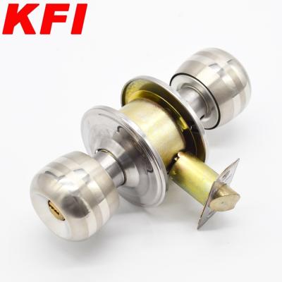 China Security Brass Fashionable Round Door Lockset Entrance Style Stainless Steel Cylinder Ball Door Knob Lock for sale