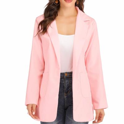 China Lady Thin Solid Color Blazer Office Tops Anti-Wrinkle Suit Jacket Long Sleeve Coat Casual Women Wholesale Suit for sale