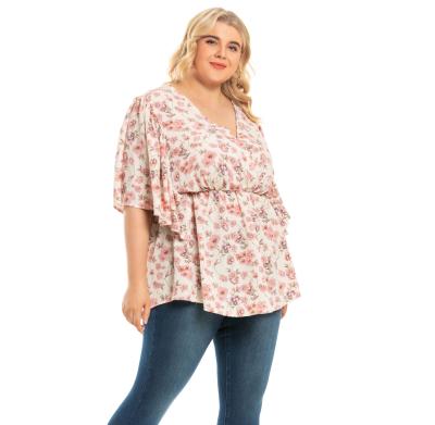 China New Design Women's Elegant Floral Silk Tops Anti-Shrink Plus Size Floral Soft Casual Shirt Blouse For Women for sale