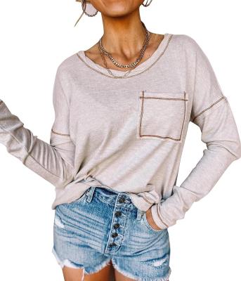 China New Arrival Women's Anti-pilling Round Neck T-shirt Sweater Autumn Long Sleeve Plus Size Loose T-Shirt For Women for sale