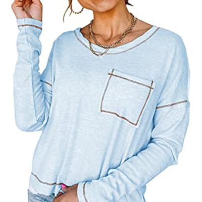 China Anti-pilling Hot Product Women Round Neck T-shirt Sweater Autumn Long Sleeve Plus Size Loose T-Shirt For Women for sale