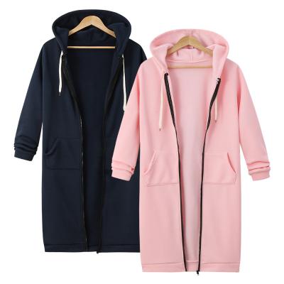 China High Guality Fashion Sweatshirt Dress Anti-Shrink Women Coat Casual Long Sleeve Zipper Up Pocket Hoodies for sale