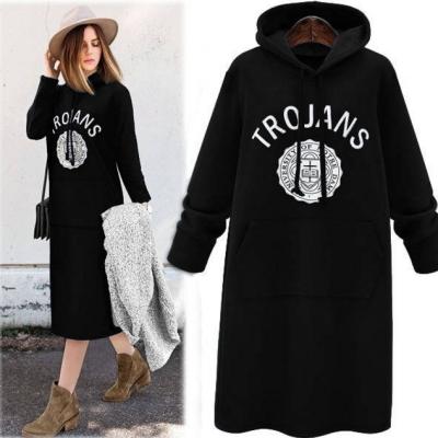 China New Fashion Hoodies Women Clothing Letter Print Sweatshirt Casual Anti-Shrink Long Sleeve Sweater Dress for sale