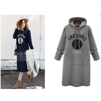 China Hot Sale Hoodies Women Clothing Letter Print Sweatshirt Anti-Shrink Casual Long Sleeve Sweater Dress for sale