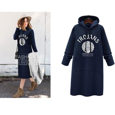 China Hot Sale Hoodies Women Clothing Letter Print Sweatshirt Anti-Shrink Casual Long Sleeve Sweater Dress for sale