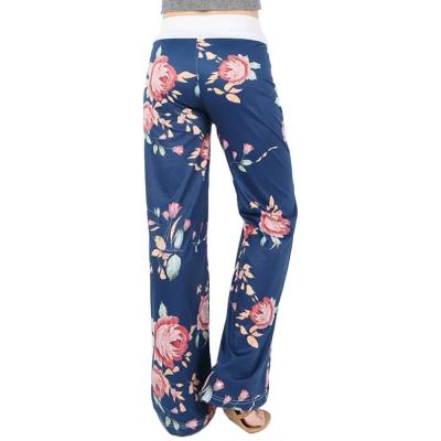 China Hot Selling Anti-wrinkle Autumn Plus Size Bohemia Floral Women Long Leg Pants Women Wide Leg Pants And Trousers Women for sale