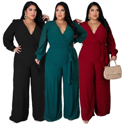 China Viable Hot Sale Women 2021 Autumn Clothing Loose One-Piece Deep V Neck Women's Casual Overalls for sale