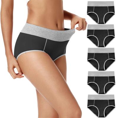 China Wholesale Women's Plus Size Cotton Underwear Soft Breathable Waisted Tops Panties Stretch Briefs Regular and Plus Size Briefs for sale