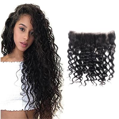 China Water Wave Pre Plucked Swiss Lace Frontal Vendor, Hd Transparent Lace Frontal Closure With Package, Ear To Ear 13x4 Lace Headband Closure for sale