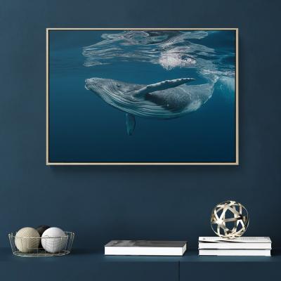 China Abstract decorations for home whale painting with frame for sale