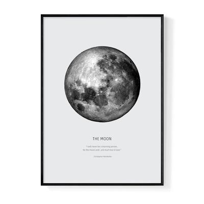 China Abstract Canvas With A Frame Moon Painting With Frame Bedroom Decor Space Print Bedroom Decor for sale