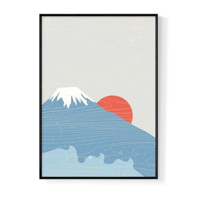 China Abstract Canvas Art Print Sunrise Fuji Mountain Painting With Frame for sale