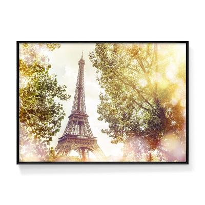 China Art Deco Picture Frame for Housewarming Gift Vintage Home Decor Framed by Eiffel Tower Canvas Art Watercolor Print for sale