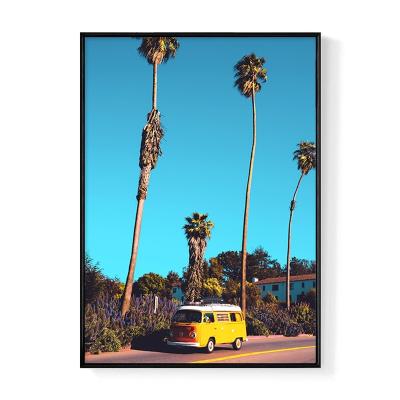 China Modern Home Decor Art Deco California Print Palm Tree Art Landscape Sunny Side Framed Oil Painting for sale